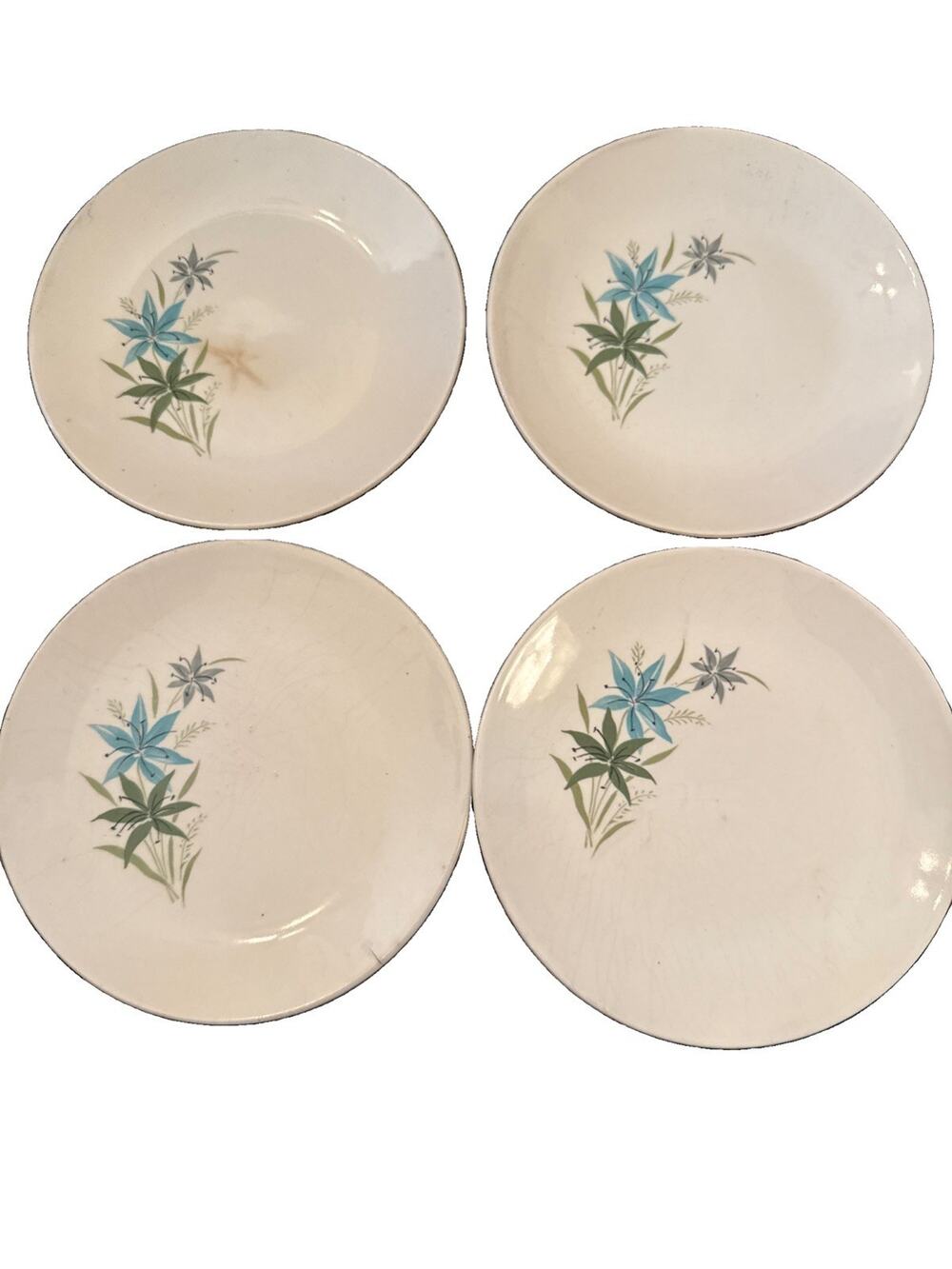 Set Of 4 Vintage MCM Sabin China Tiger Lily 6” Bread And Butter Dishes preowned